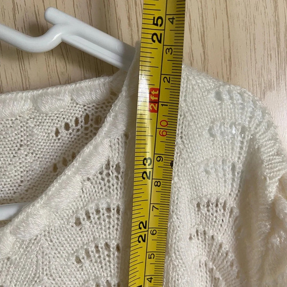 Vintage 80s Pastel Open Knit Feminine Sweater Sz M L - Picture 6 of 8